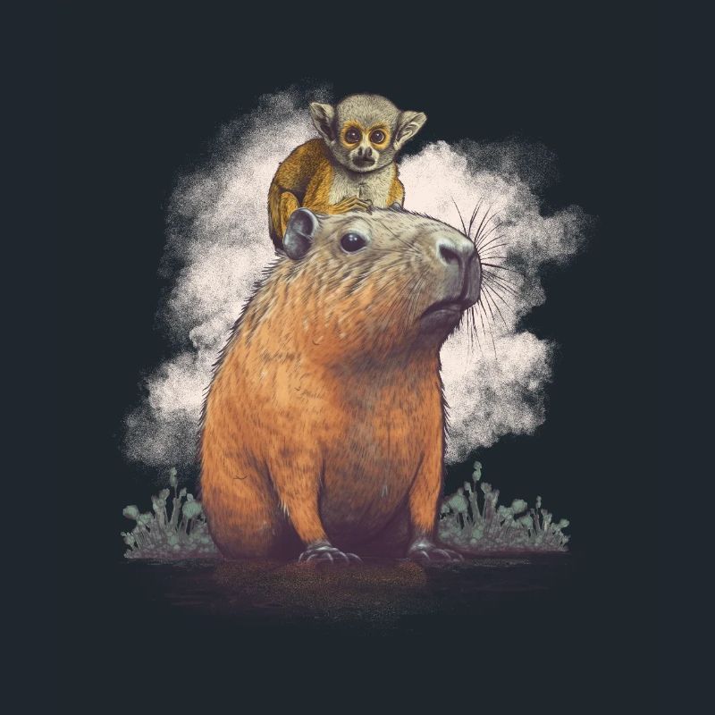 Capybara avec des singes