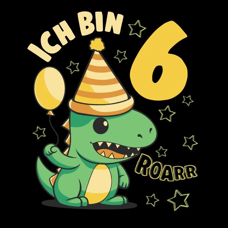 Geburtstagsshirt 6 Jahre Dino Roar ich bin 6 Junge