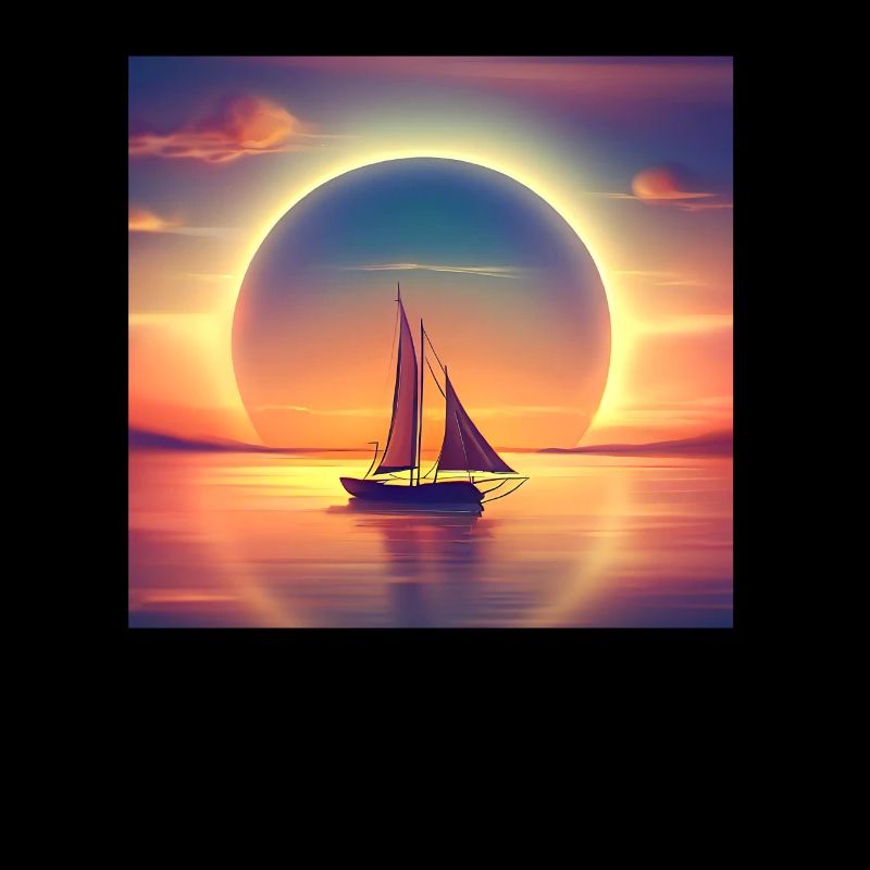 Voilier navigue dans le coucher du soleil Angular