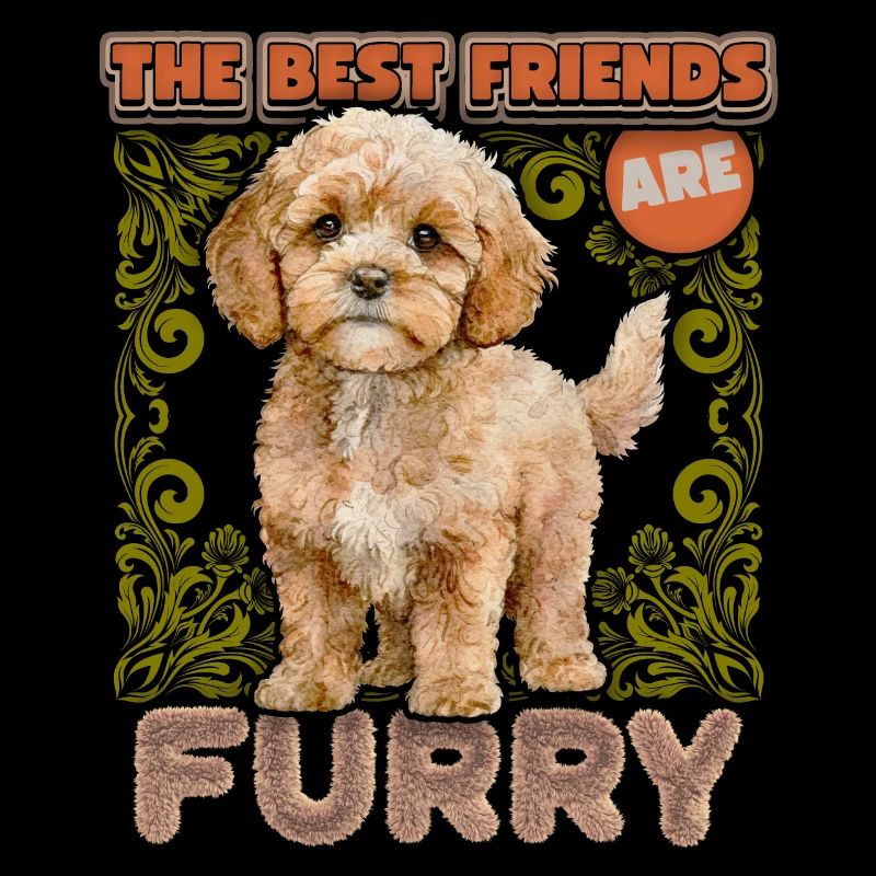 Cavapoo Welpe, vintage, Hund Illustration, Spruch