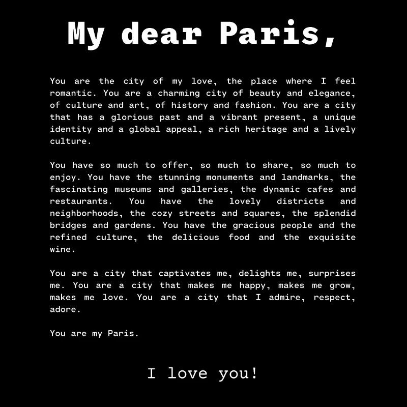 Déclaration d’amour à Paris Français