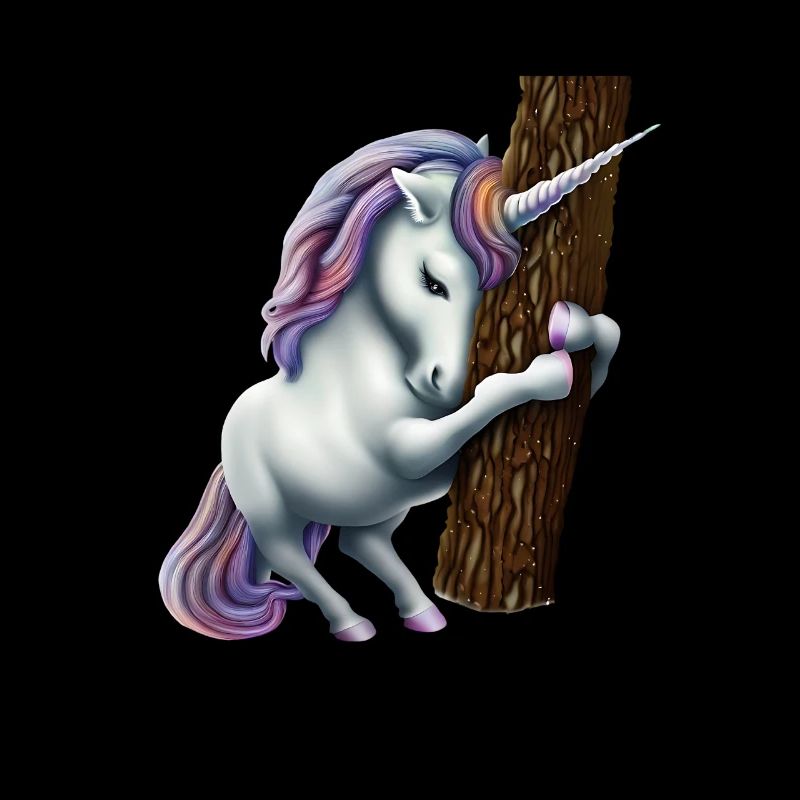 Unicorn hugging tree