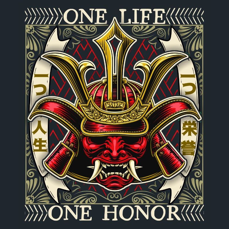 Japanischer Samurai Dämon, Samurai Krieger, Spruch