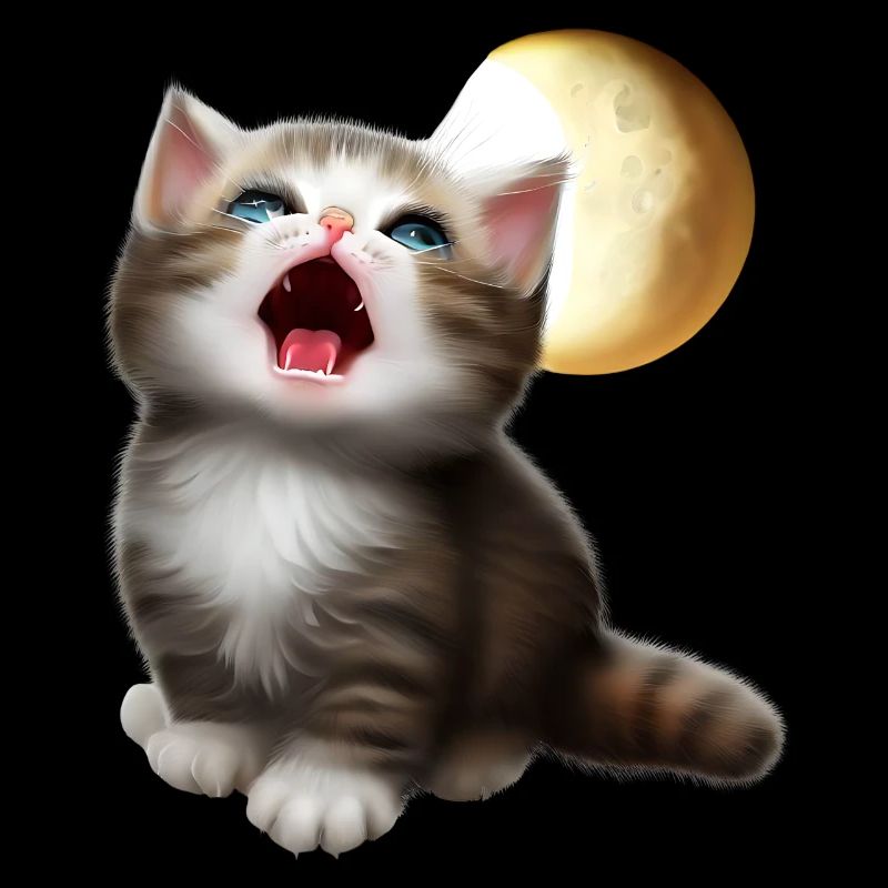 Cat meowing to the moon
