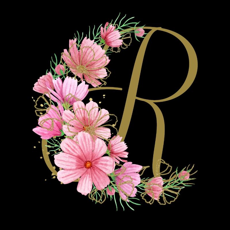 vrille florale avec la lettre R