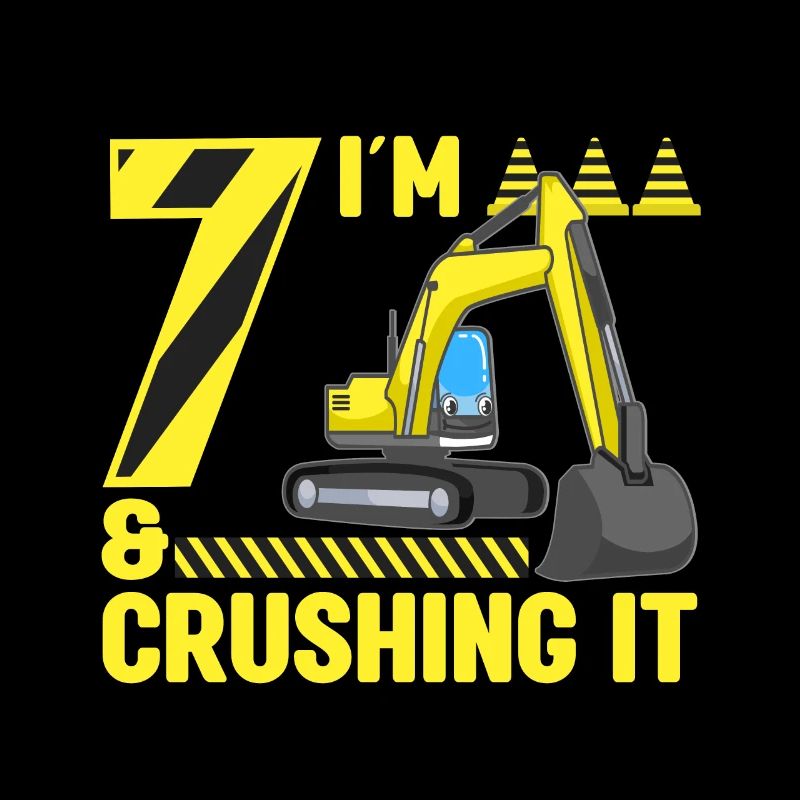 Construction Party 7th Birthday 7 Years Old Digger