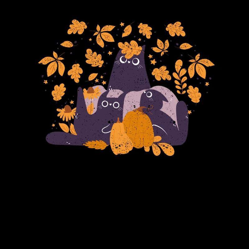 Feuille de chat Automne Bonjour Feuilles d’automne Drôle
