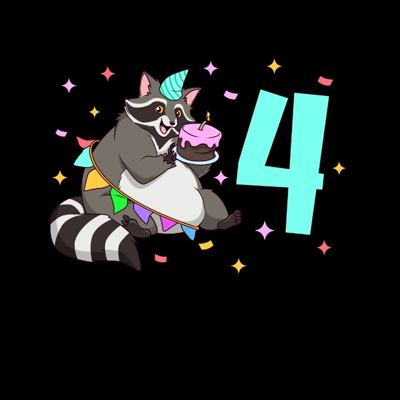Mit Waschbär - Kinder Geburtstag 4 Jahre