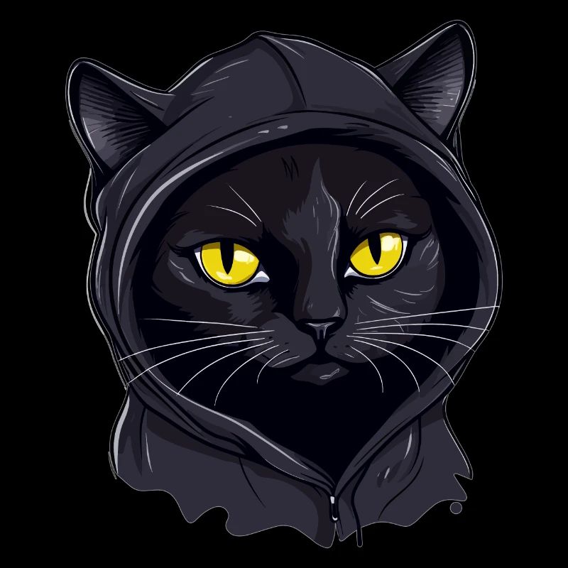 Tête de chat Noir Chat Bombay Chat heureux Chats