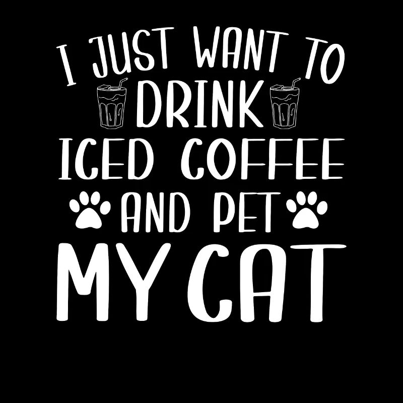 Café glacé mignon et fan de chats