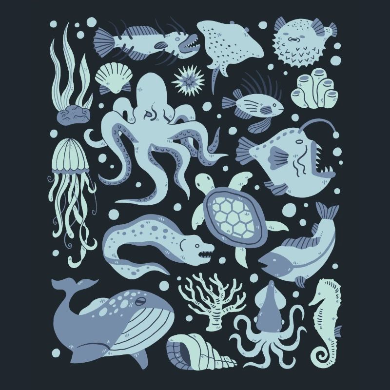 Deep Sea Fish Octopus Frogfish Lanternfish