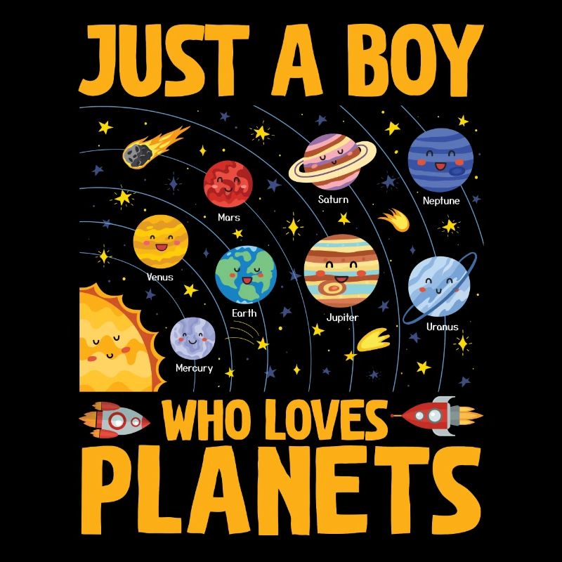 Nur ein Junge, der das Sonnensystem der Planeten liebt