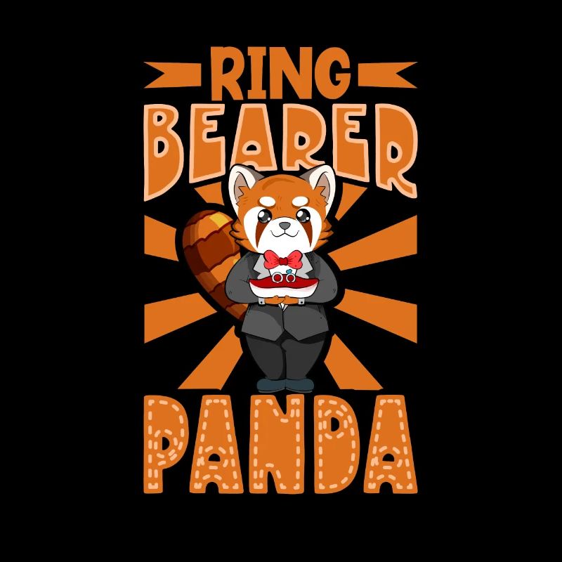 Red panda wears the wedding rings - ring bearer