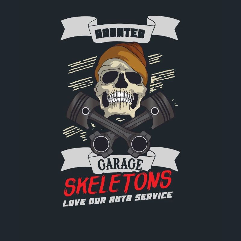 Skeleton Mechanic Horror Garage Funny Bones Spooky