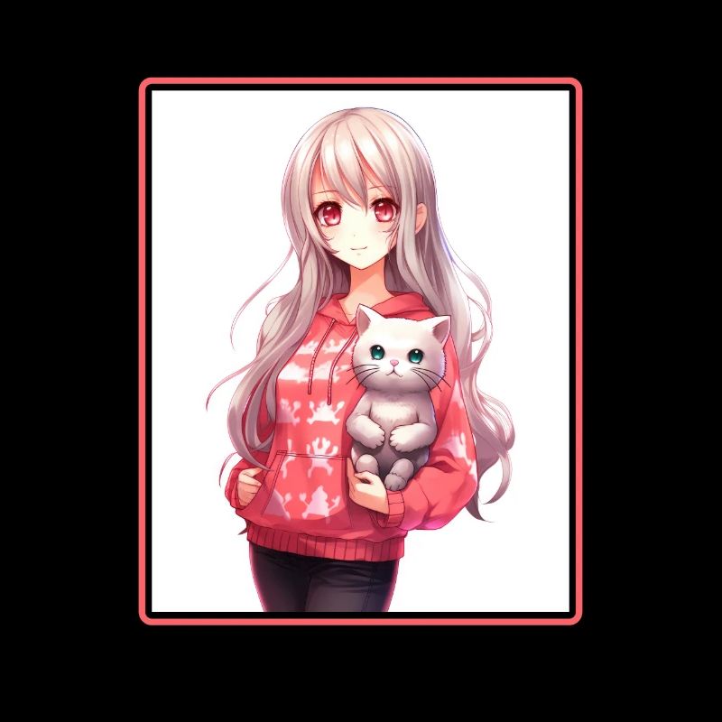 Kawaii Mädchen Anime Manga Mädchen Katze