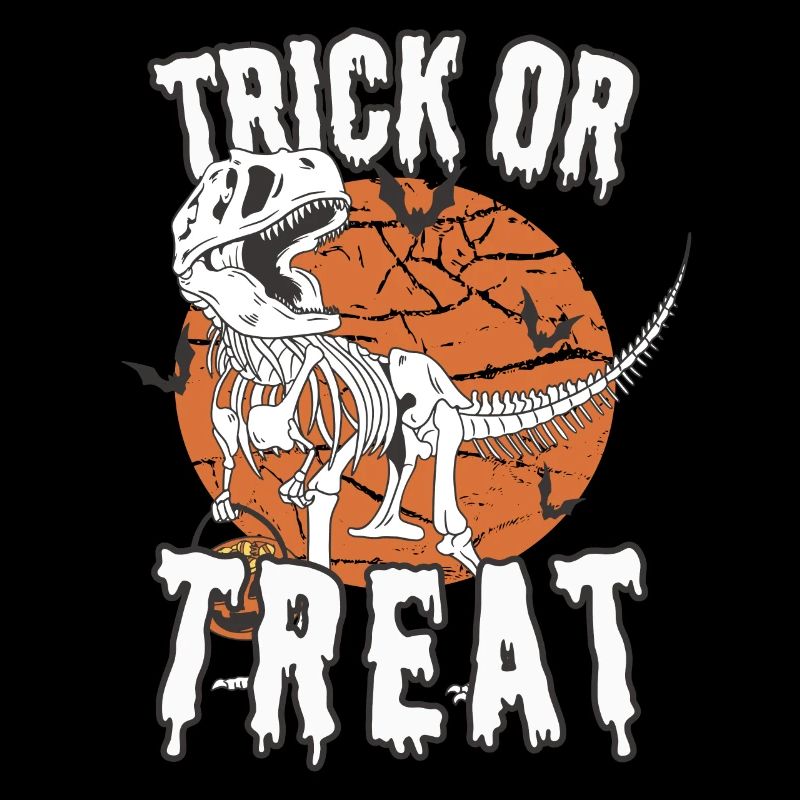 Trick or Treat T-Rex for Halloween with Full Moon