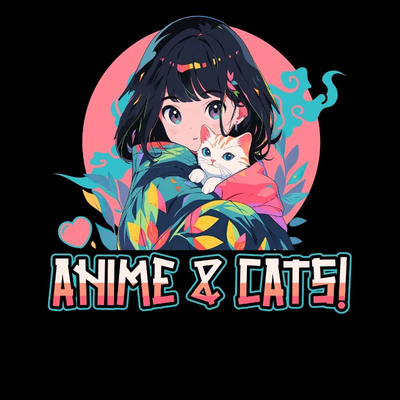 Anime and Cats Kawaii Mädchen Anime