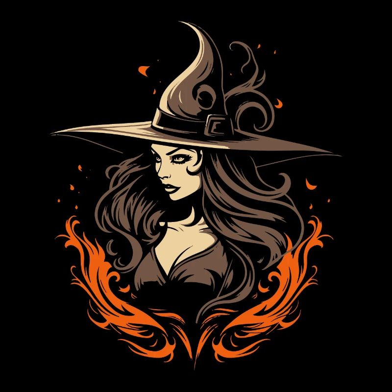 Magical Witch Splendour: Elegant Modern Witch Fire