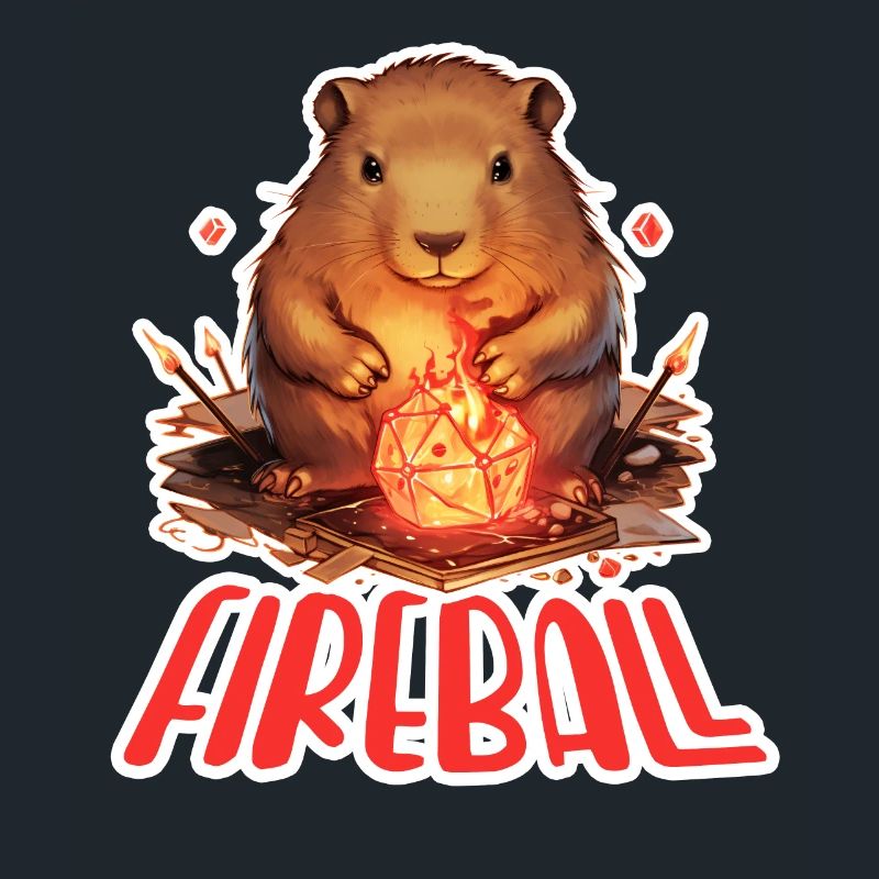Le mage de jeu de rôle Capybara évoque une boule de feu