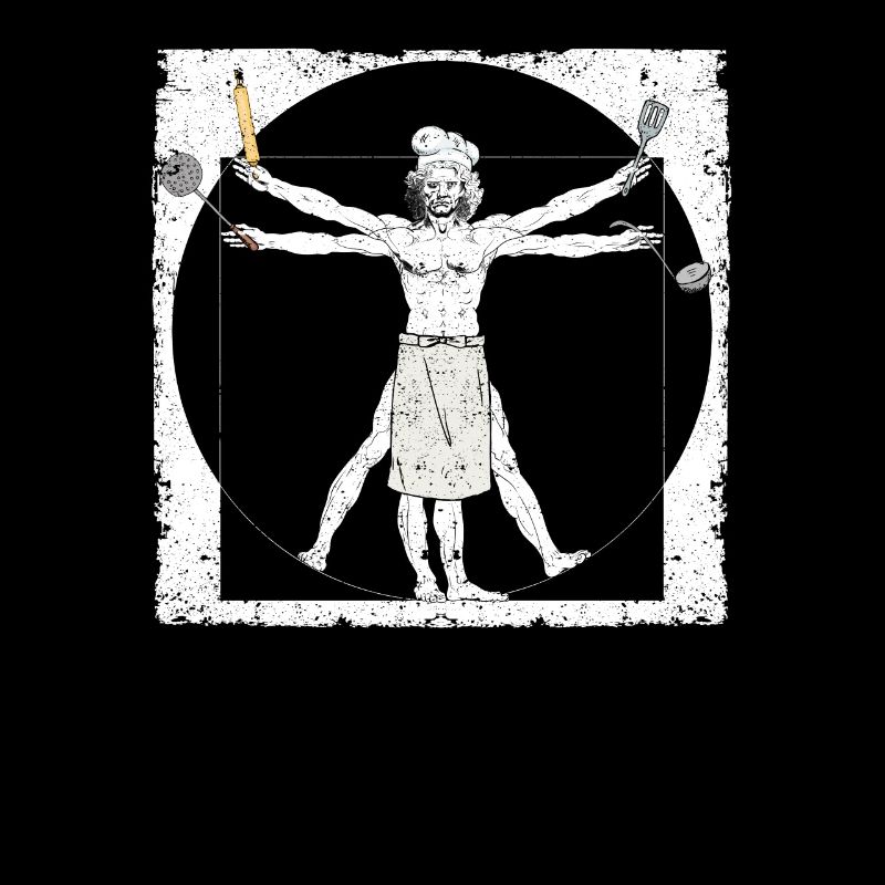 Chef Vitruvian Da Vinci Drôle Chef cuisinier