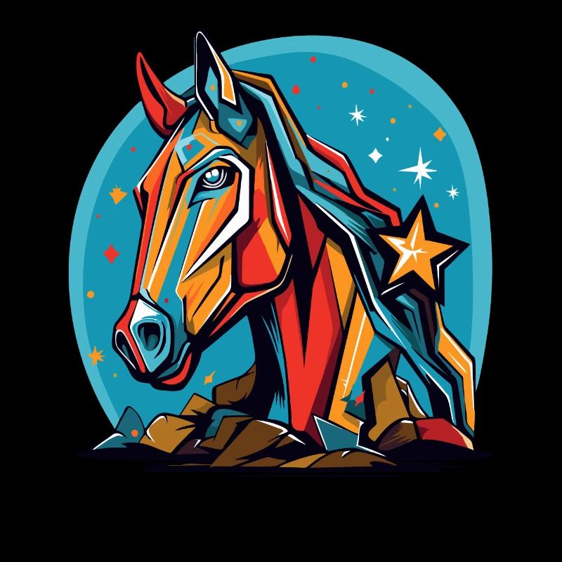 Des étoiles et un cheval coloré