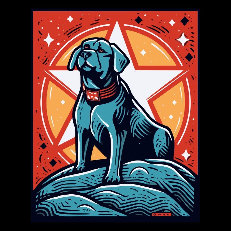 A universe with stars and a dog