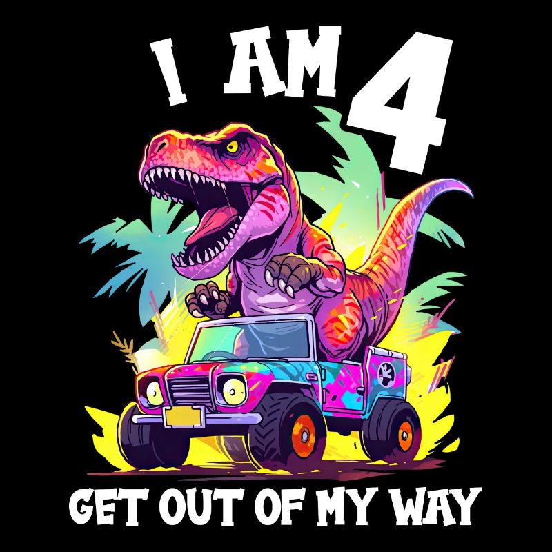 T-Rex conduit un camion monstre J’ai 4e anniversaire