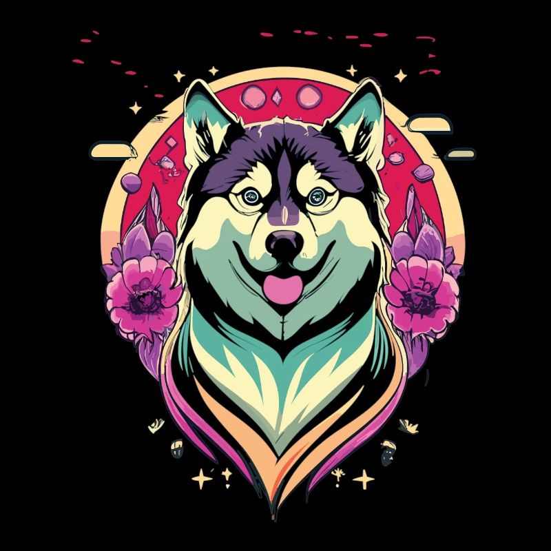 Fröhlicher Husky - Bunte Hundekunst