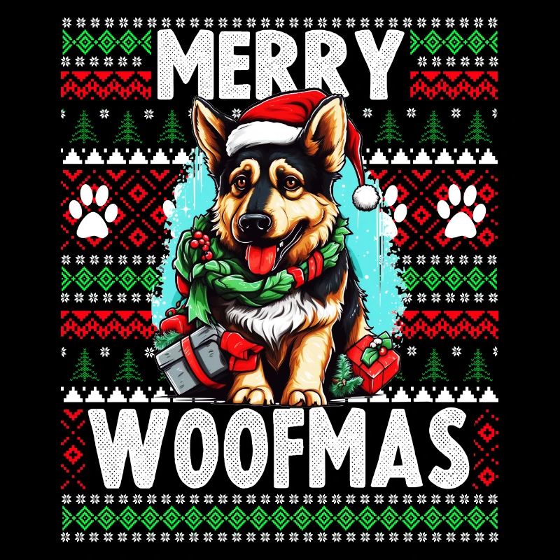 Drôle de conception de Noël de chien de berger allemand - Merry