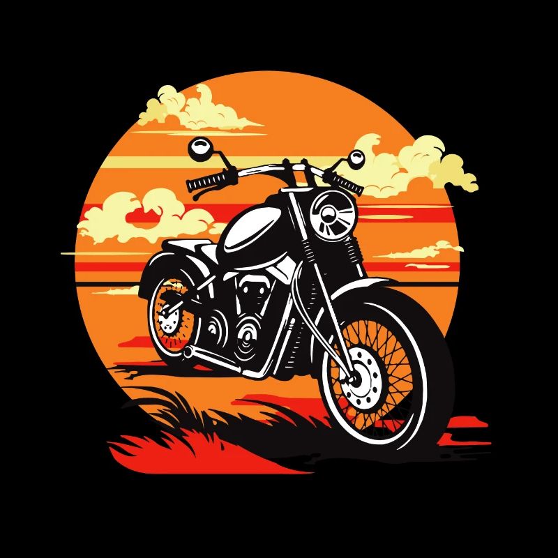 Vintage Motorcycle Drawing Illustration