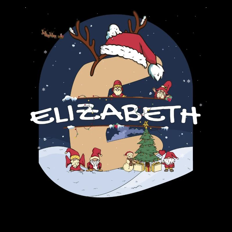 Génial Elizabeth Nom w Santa Hat dans le thème de Noël