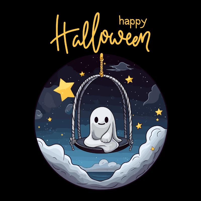 Fantôme mignon se balançant dans le ciel pour Halloween