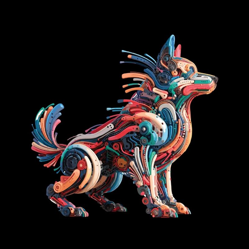 Chien Robot Abstrait Coloré