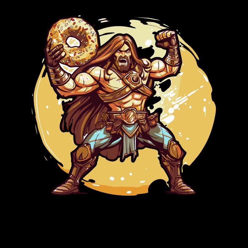A barbarian with a donut