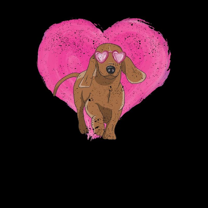 Drôle d’amant de chien coeurs de teckel mignons