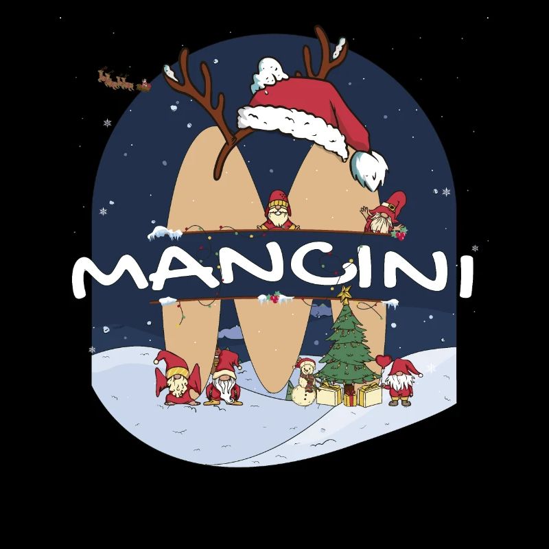 Impressionnant nom de Mancini w chapeau de père Noël dans le thème de Noël