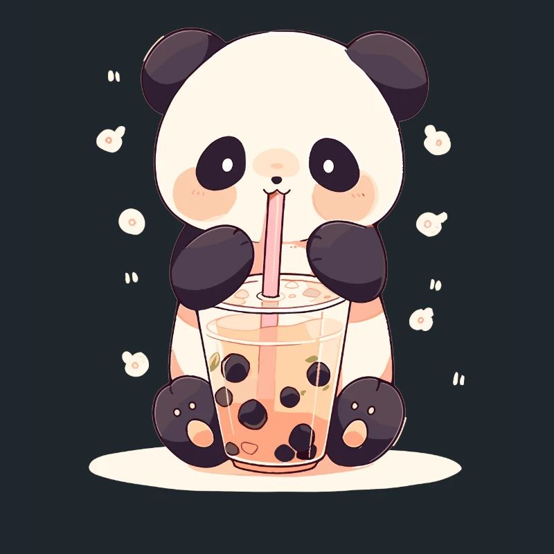 Kawaii Panda Drinks Boba Bubble Tea Chibi
