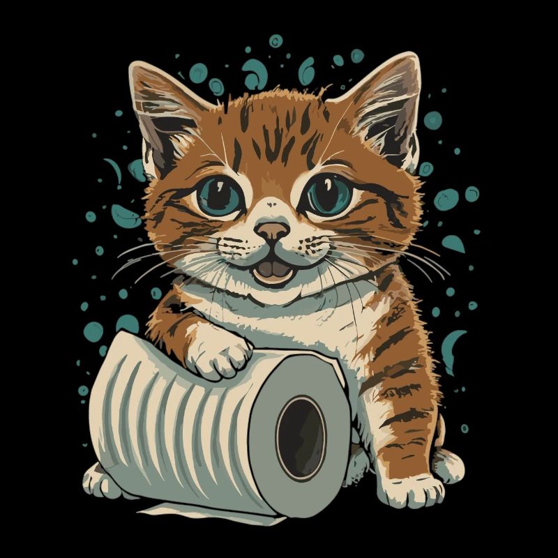 Tumbling Paper Rolls: Playful Cat