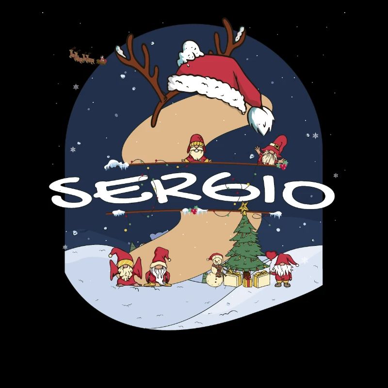 Génial Sergio nom w chapeau de père Noël dans le thème de Noël