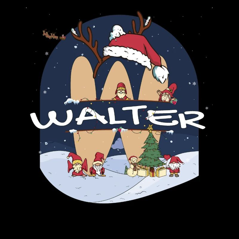 Impressionnant Walter nom w chapeau de père Noël dans le thème de Noël