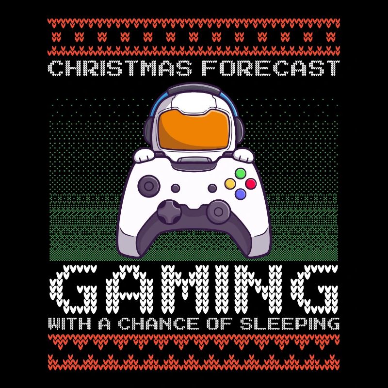 Funny Christmas Forecast Gaming Astronaut Ugly