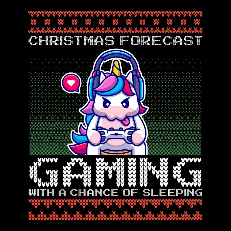 Funny Christmas Forecast Gaming Einhorn Ugly Xmas