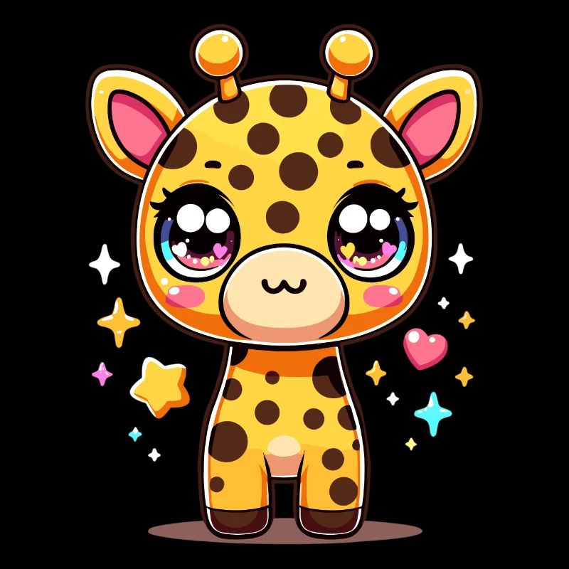 Charming Kawaii Giraffe Graphic T-Shirt for