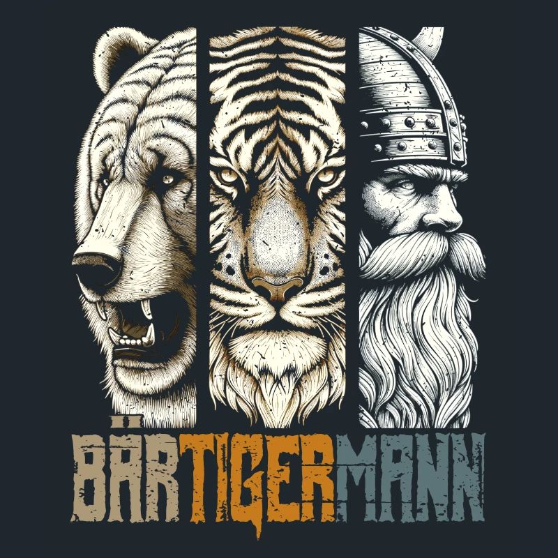Bärtigermann Bär Tiger Mann Geschenk Bart