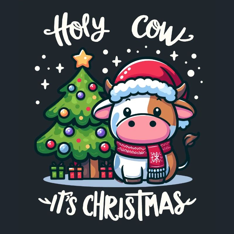 Niedliche Kuh feiert Weihnachten mit Geschenken
