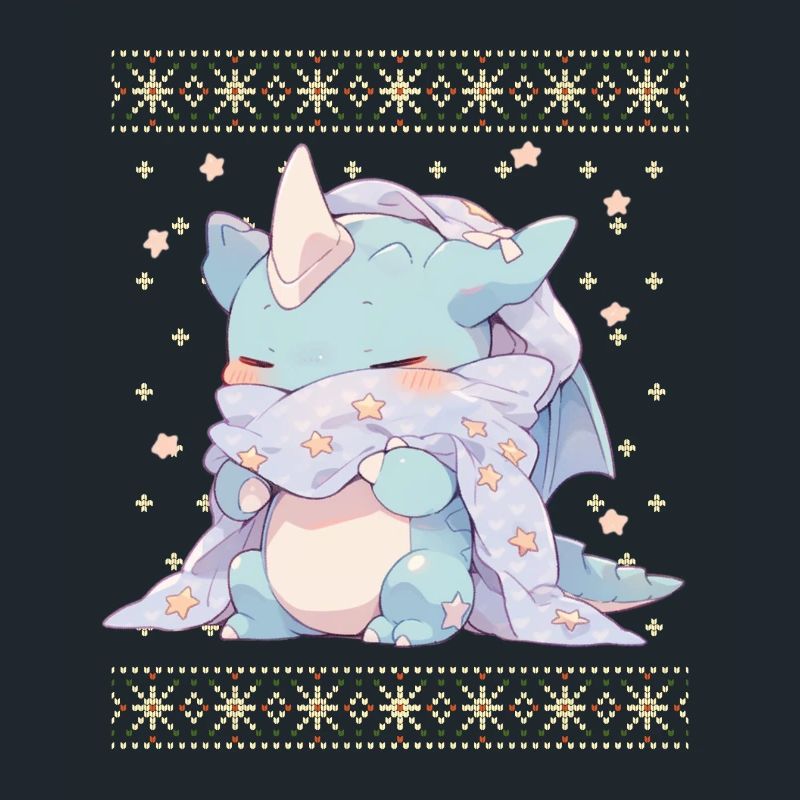 Dragon kawaii dans le style pull de Noël moche