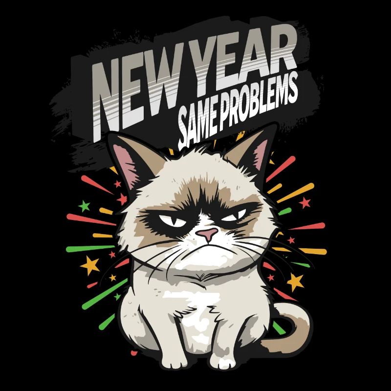 Same Problems - Angry Cat Happy New Year Pajamas