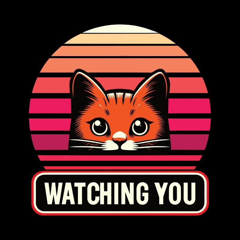 Chat roux qui vous regarde, coloré