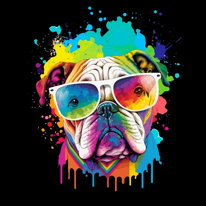 Tête de bouledogue colorée