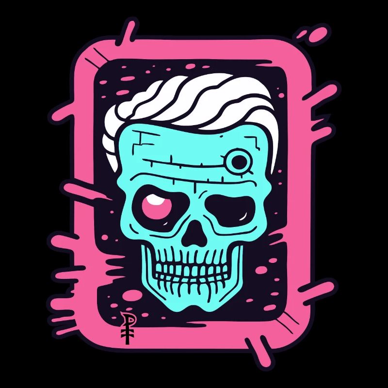 Pop Farbe Kunst: Verspielter alter Totenkopf